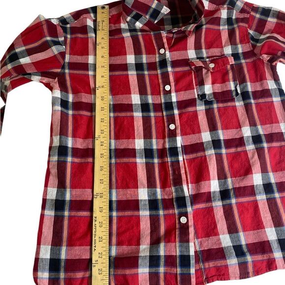 Red Plaid Button-Up Sheer shirt sz L Poetry - Picture 4 of 8